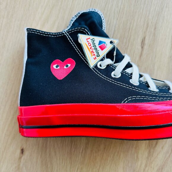 ❤️❤️Converse Chuck 70 Hi Comme Des Garçons Play Sz 9 Men Shoes Black Red A01793C - Picture 8 of 9